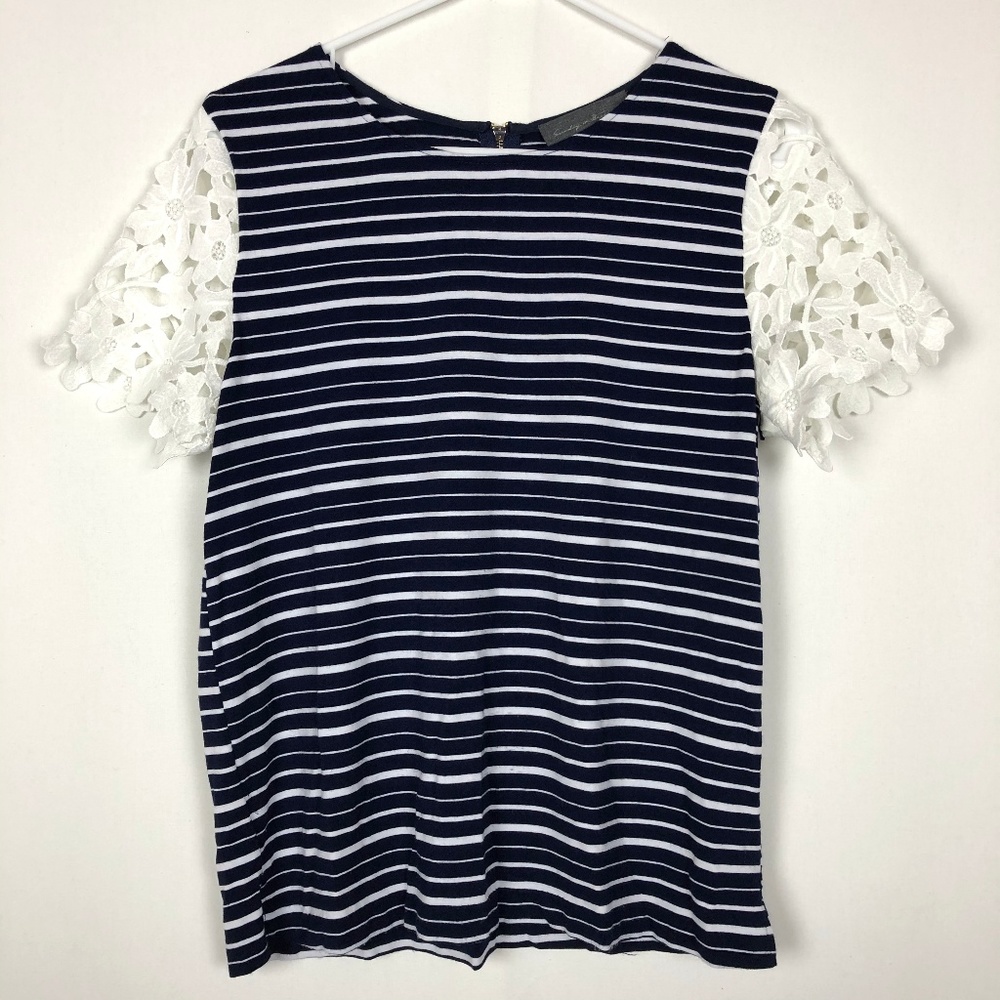 Sunday In Brooklyn Striped Lace Shirt Petite